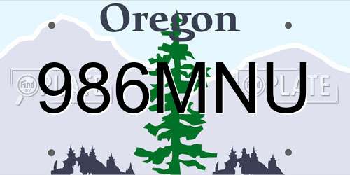 986MNU Oregon License Plate