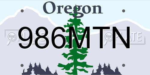 986MTN Oregon License Plate