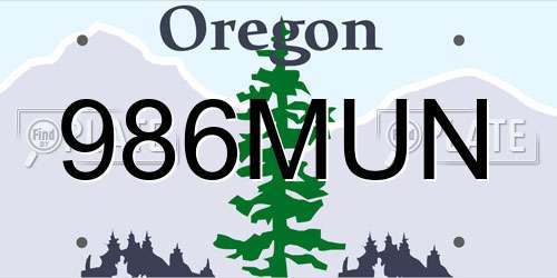 986MUN Oregon License Plate