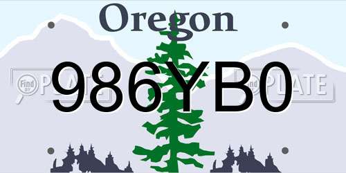 986YB0 Oregon License Plate