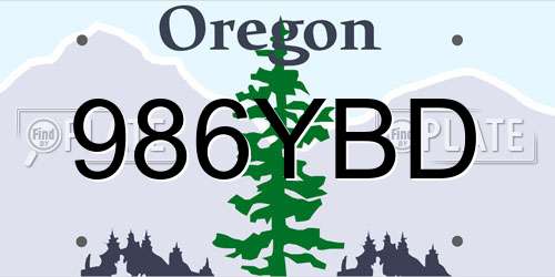 986YBD Oregon License Plate