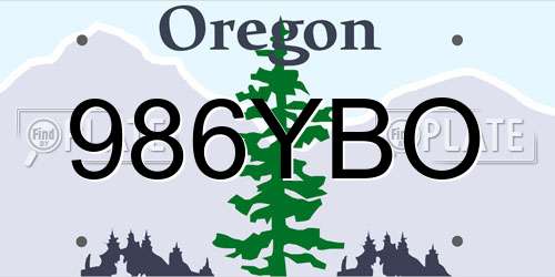 986YBO Oregon License Plate