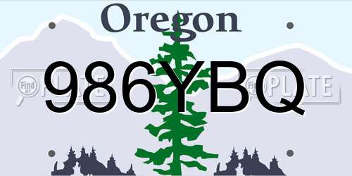 986YBQ Oregon License Plate