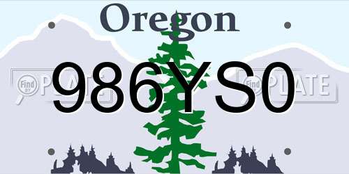 986YS0 Oregon License Plate