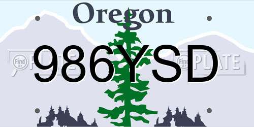 986YSD Oregon License Plate