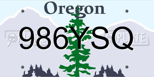 986YSQ Oregon License Plate