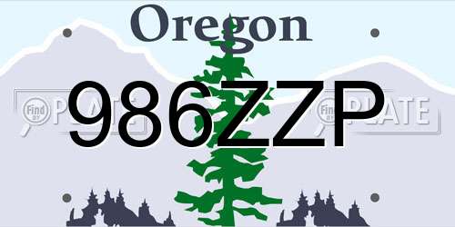 986ZZP Oregon License Plate