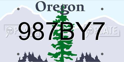 987BY7 Oregon License Plate