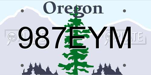 987EYM Oregon License Plate