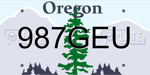 987GEU Oregon License Plate