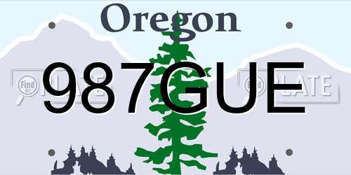 987GUE Oregon License Plate