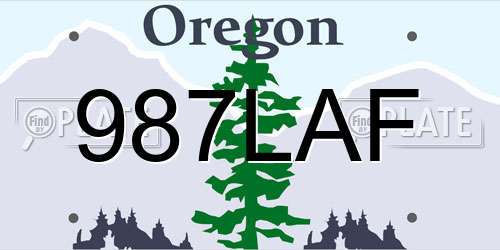 987LAF Oregon License Plate