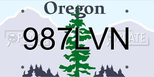 987LVN Oregon License Plate