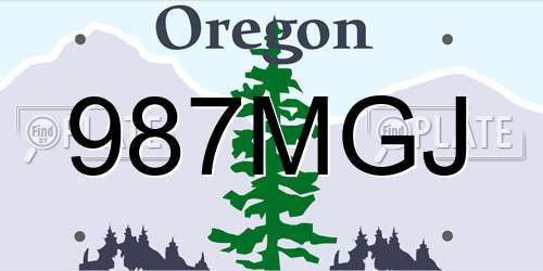 987MGJ Oregon License Plate
