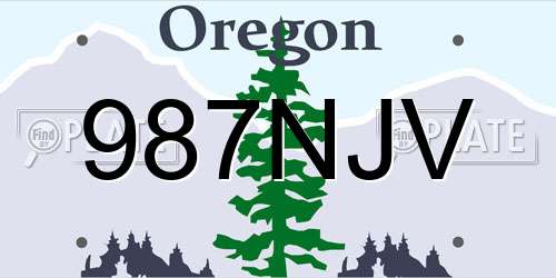987NJV Oregon License Plate