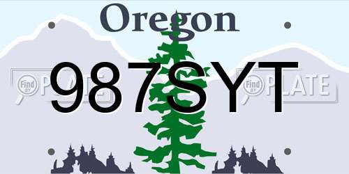 987SYT Oregon License Plate