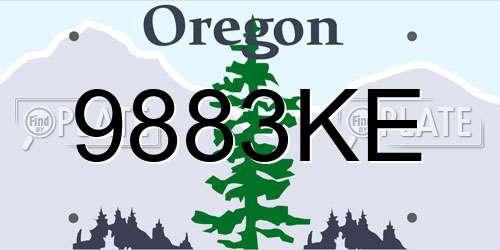 9883KE Oregon License Plate