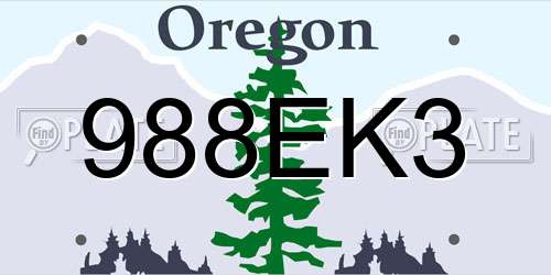 988EK3 Oregon License Plate