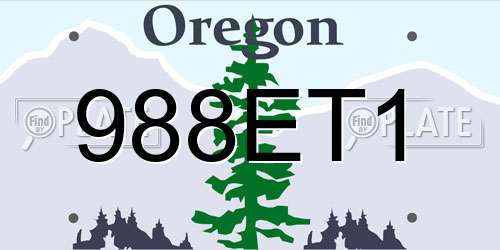 988ET1 Oregon License Plate