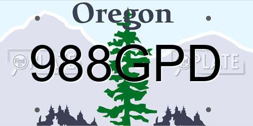 988GPD Oregon License Plate