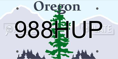988HUP Oregon License Plate