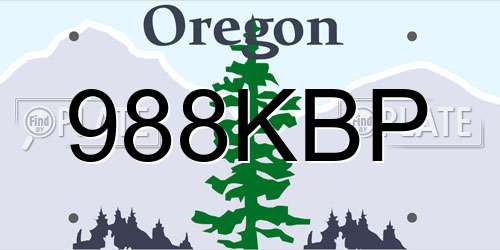 988KBP Oregon License Plate