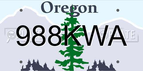 988KWA Oregon License Plate