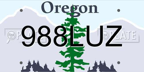988LUZ Oregon License Plate