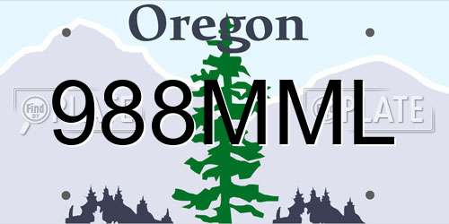 988MML Oregon License Plate