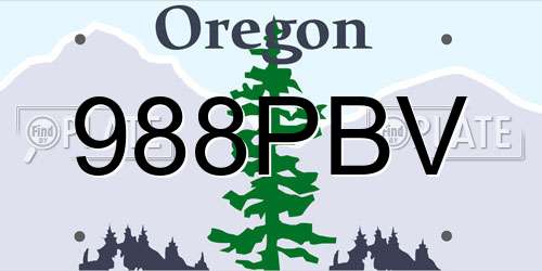 988PBV Oregon License Plate