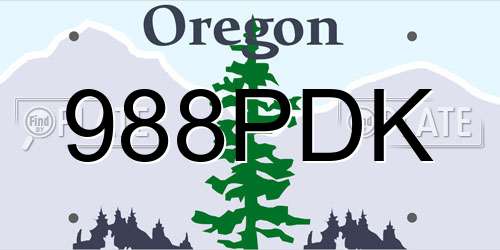 988PDK Oregon License Plate