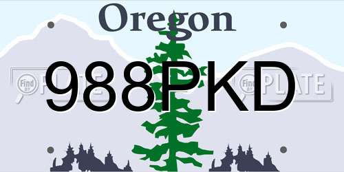988PKD Oregon License Plate