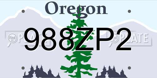988ZP2 Oregon License Plate