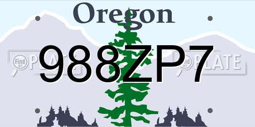988ZP7 Oregon License Plate