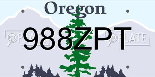 988ZPT Oregon License Plate