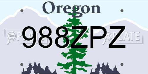 988ZPZ Oregon License Plate