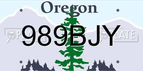 989BJY Oregon License Plate
