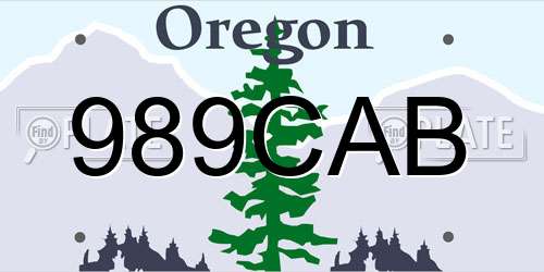 989CAB Oregon License Plate