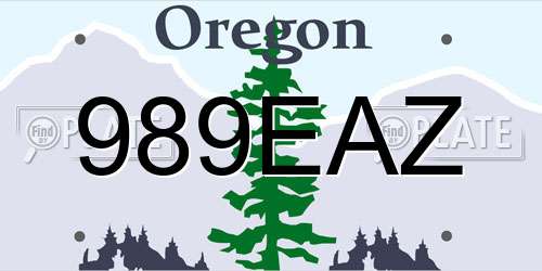 989EAZ Oregon License Plate