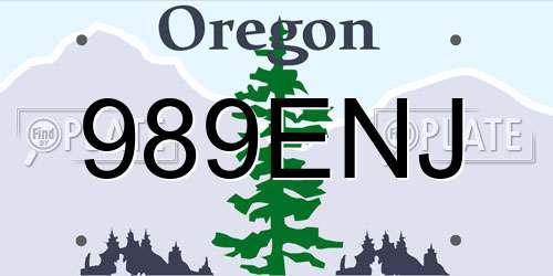 989ENJ Oregon License Plate