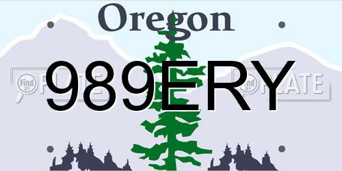 989ERY Oregon License Plate