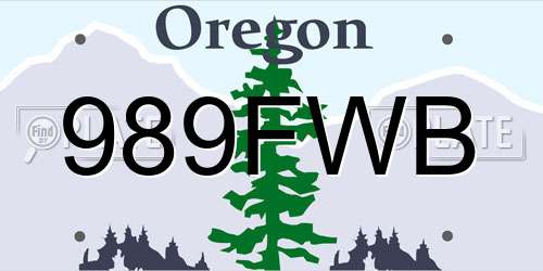 989FWB Oregon License Plate