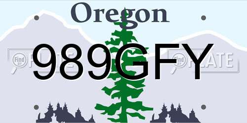 989GFY Oregon License Plate