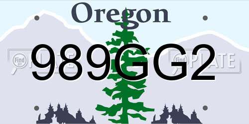 989GG2 Oregon License Plate