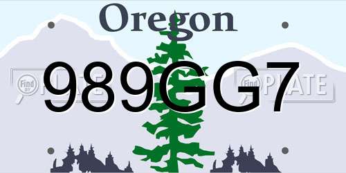 989GG7 Oregon License Plate