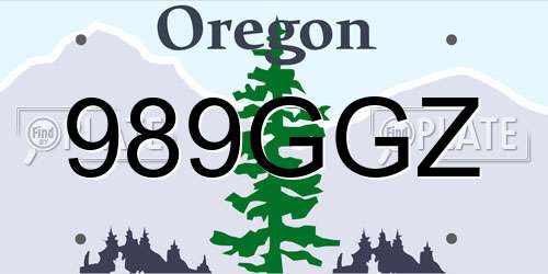 989GGZ Oregon License Plate