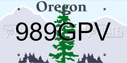 989GPV Oregon License Plate