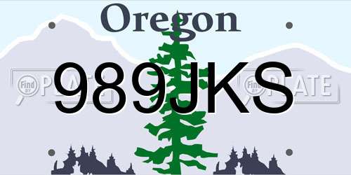 989JKS Oregon License Plate