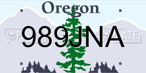 989JNA Oregon License Plate