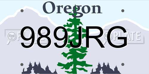 989JRG Oregon License Plate